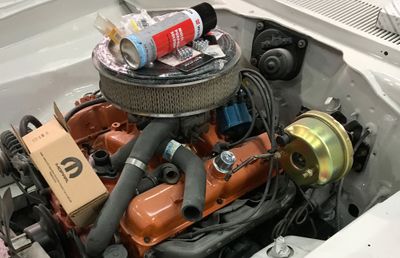 68 Cuda white engine parts