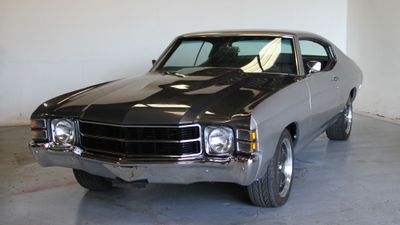’76 Chevelle silver three quarters front left