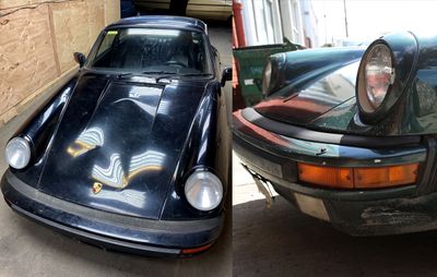 Porsche crash before and after